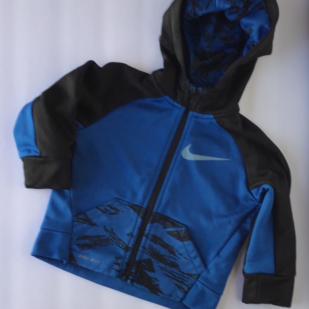 Nike black and cobalt blue zip up hoodie